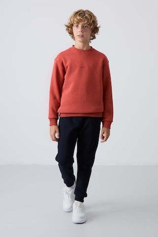 Tommy Life Kiremit-lacivert Pamuklu Kalın İçi Tüylü Yumuşak Dokulu Standart Fit Nakışlı Erkek Çocuk Eşofman Ta Kiremit