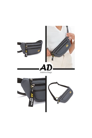 Unisex Çapraz Askılı Telefon Bölmeli Bel Ve Omuz Çantası Gri