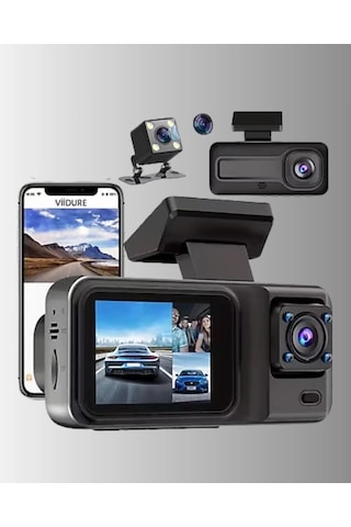 Ön Arka Ve İç Kamera Dashcam 360 Kapsamlı Full Hd Araç Güvenlik Sistemi 54061075