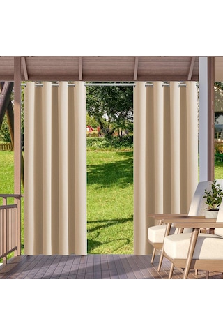 Vkemall Dayanıklı Su Geçirmez Poliester Perde, Tam Gizlilik Ve Güneş Engeli, Bahçe/ Havuz/ Veranda İçin, Tek Panel, 132x213 Cm