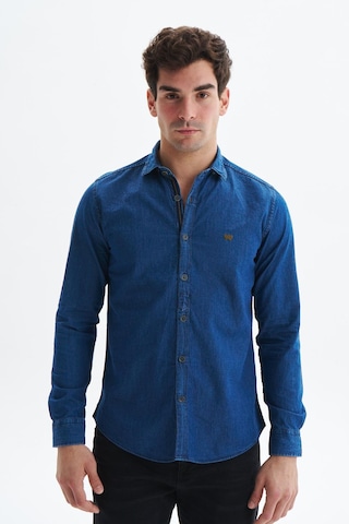 Arma Erkek Denim Jean Slim Fit / Dar Kesim Kot Dokuma Gömlek K9gkd1069 İndigo