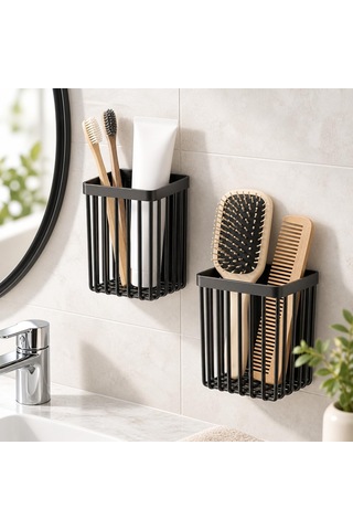Orret Home 2 Adet Duvara Yapışkanlı Mini Sepet Organizer Diş Fırç Diğer
