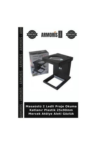 Masaüstü 2 Ledli Proje Okuma Katlanır Plastik 25x90mm Mercek Atölye Aleti Gözlük