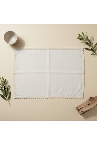 Fabricasa Dantel Kenarlı Keten Amerikan Servis 33x48 Cm Beyaz - Ekru
