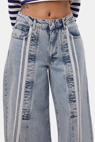 it's basic Kadın Kot Rengi 3s6-27 Palazzo Fit Şerit Detaylı Tasarım Denim Jean
