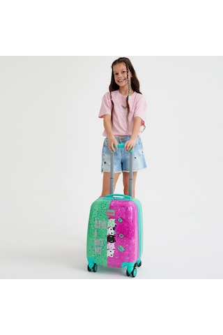 Coral High Kids Pembe Su Yeşili Kedi Desenli Çocuk Valizi 16725 Yeşil - Pembe