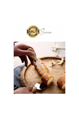 Bambu Saplı 4'lü Mini Şarküteri Bıçakları Servis Sunumluk Peynir Ve Ekmek Kesimi İçin Spatula Seti çok renkli
