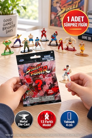 Street Fighter Sürpriz Paket Jada Nano Metal Die-cast Koleksiyon Figürü 1 Adet 4 Cm