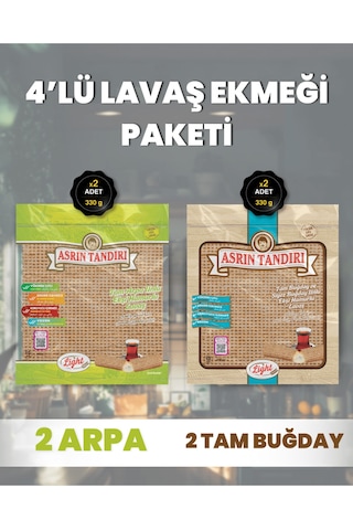 4'lü Lavaş Paketi 2 Paket Ekşi Hamurlu Arpa+2 Paket Ekşi Hamurlu Tam Buğday 4x330gr.