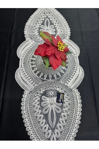 Nivemeshome Beyaz Örme Takım 3 Parça Sunumluk Seti Runner + Supla 2 Adet Beyaz