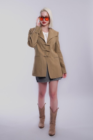 Madmext Haki Bağlama Detaylı Blazer Kadın Ceket Mg2482 Haki