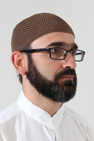 Örme Esnek Orlon Namaz Takke - Kahverengi - Smz