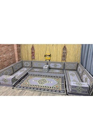 Coton Şark Köşesi Minder Takımı Konsept Gri 17 Parça