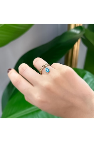 14k Altın Sallantılı Nazarlık Yüzük