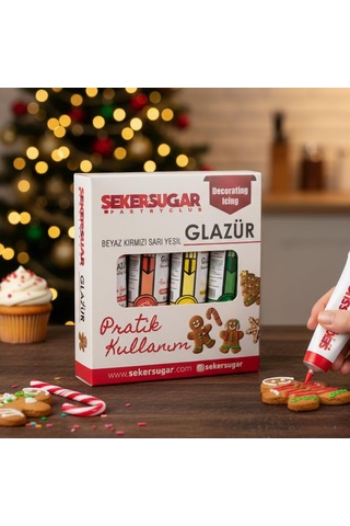 Glazür 4 Lü Süsleme Seti 40 G Beyaz, Kırmızı, Sarı, Yeşil Pasta Ve Kurabiye Dekoru