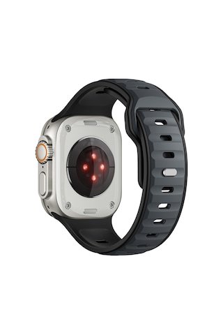 Kilifone - Apple Uyumlu Watch Ultra 49mm - Kordon Silikon Kordon Strap Kayış - Krd-135 - Midnight Blue-siyah - T36089