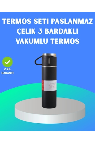 304 Çelik Termos Seti 2 Bardaklı, 500 Ml, Uzun Süre Isı Koruma Renkli