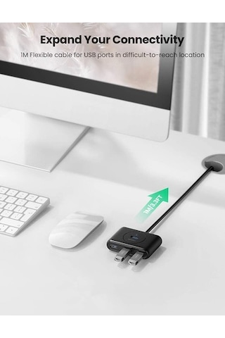Ugreen 20290 4 Portlu Usb 3.0 Çoklayıcı Hub. Siyah. 50Cm