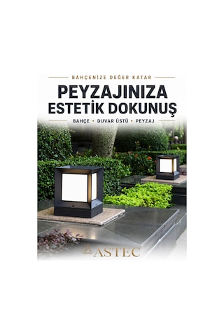 Astec Modern Bahçe Duvar Üstü Aydınlatma Küp Armatürü Siyah Kare Dış Mekân Peyzaj Lambası E27 Duylu