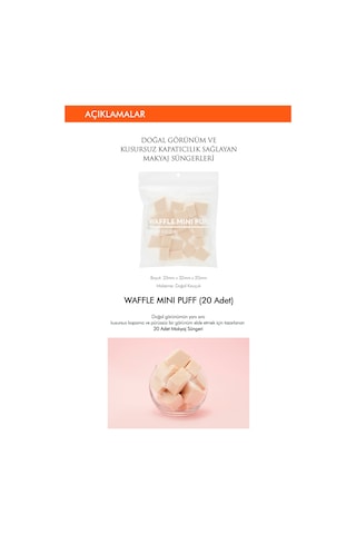 Missha Waffle Mini Puff Doğal ve Kusursuz Kapatıcılık Sağlayan Makyaj Süngeri 20 Adet