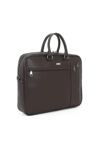 Case Club 2208-5 Laptop Evrak Çantası Büyük Boy 17.3 İnç El Omuz Çantası Kahverengi