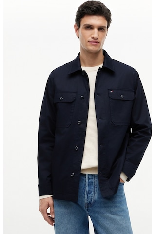 Tommy Hilfiger Cotton Blend Shırt Jacket Erkek Mavi Mont - Mw0mw43471