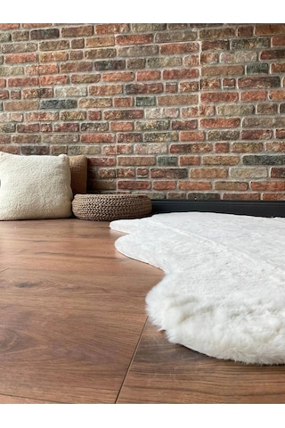 Saraz Halı Tavşan Tüyü Post Peluş Yumuşak Halı Salon Koridor Mutfak Banyo Halısı 100x150krem Krem