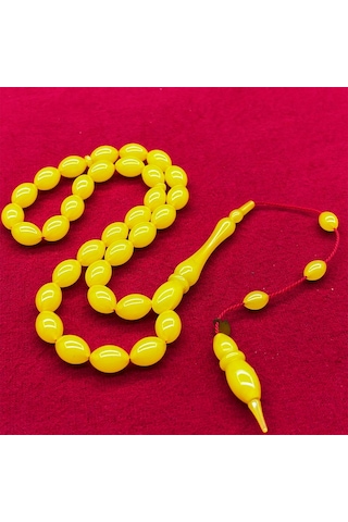 Tesbih Pasajı Usta İşçilikli Limon Sarısı Ateş Kehribar Tesbih