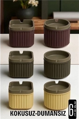 Kokusuz Dumansız Küllük - 6 Li Küllük Seti Kafe Küllüğü Restoran Küllüğü Masaüstü Küllük