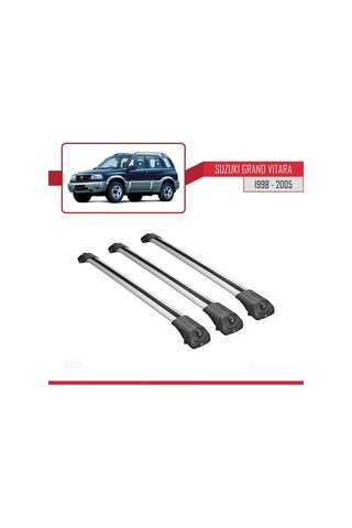 Suzuki Grand Vitara 1998-2005 Arası İle Uyumlu Ace-1 Ara Atkı Tavan Barı Gri 3 Adet Bar