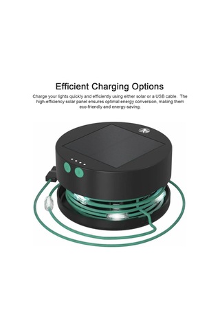 Gajeena Siyah Güneş Enerjili Kamp Işığı, 20 Led Işık Modu, 1800mah Power Bank, 5.5m Su Geçirmez Dış Mekan Aydınlatması Siyah