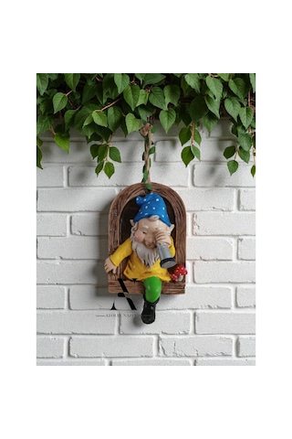 Adet Dekoratif Duvar Ve Bahçe Süsü Dürbünlü Cüce Mavi Şapka