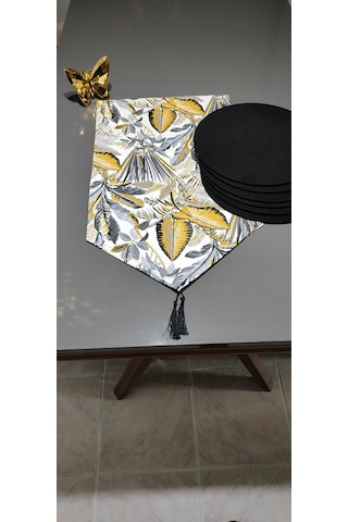 Hardal Kauçuk Desenli Amerikan Servis Runner Ve Supla Takımı