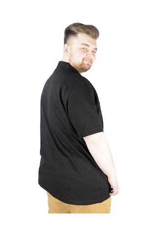 Mode Xl Battal Beden Erkek Tshirt Polo Yaka Nakışlı Klasik Pike 20553 Siyah 001