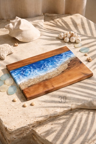 Dark Ocean Ceviz & Epoksi Sunum Tahtası 24x32 Cm Ceviz