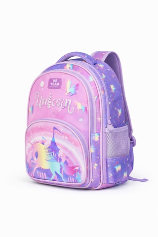 Me Team Unicorn Kız Çocuk Sırt Çantası - Çok Bölmeli Su İtici Özellikli Ergonomik Okul Çantası Lila