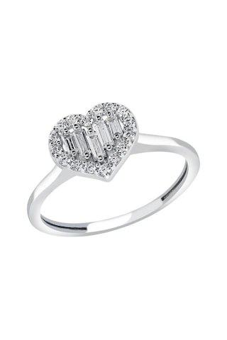 Diamond Line - Gülaylar - Beyaz Altın 8 Ayar Kalp Yüzük (527743629)