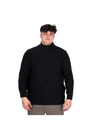 Mode Xl Büyük Beden Erkek Kazak Yarım Balıkçı Yaka Infınıty 24212 Siyah Siyah