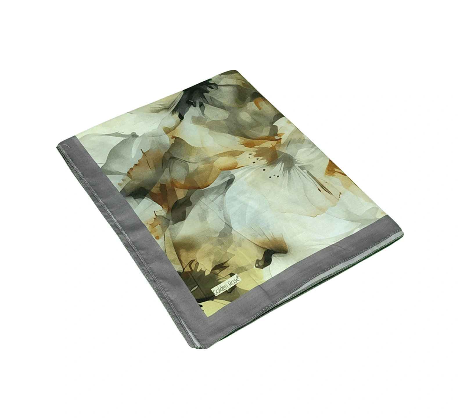 Ecenur Çiçek Desenli Soft Pamuk Şal 75x190 Cm Dört Mevsim Kullanıma Uygun Gri