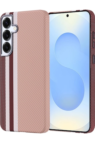 Goocamp Galaxy Uyumlu S24 Plus Kılıf Magsafe Şarj Özellikli Karbon Fiber Görünümlü Nekst Ka Altın