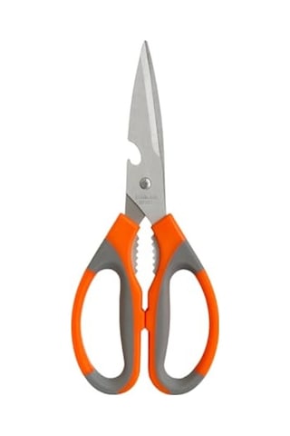 Mutfak Makası Paslanmaz Çelik Çok Amaçlı, Ergonomik Saplı, 23 Cm Dayanıklı Kesme Makası Turuncu-gri