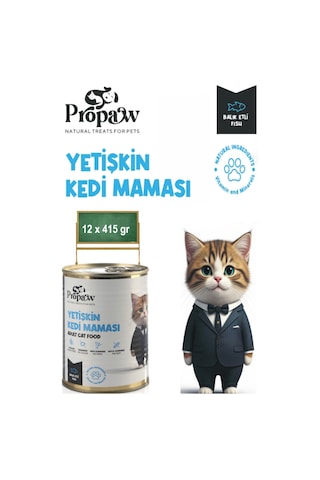 Propaw Balıklı Parça Etli Jöleli Premium Tahılsız Yetişkin Kedi Maması 12 x 415 G
