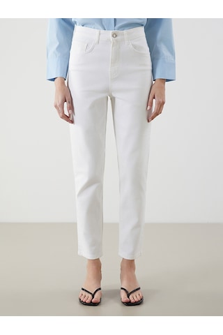 Lcw Jeans Beyaz Mom Fit Kadın Jean Pantolon