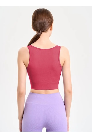 Mistirik Florio Model Seamless Örme Kumaş Sıkılaştırıcı Bluz Biker Crop Model Bordo Renk Bordo
