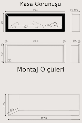 Magel 130 Elektrikli Şömine - Isıtıcısız, Metal Çerçeveli, Tek Re