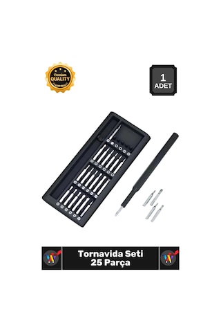 Tornavida Hassas Onarım Seti Telefon Gözlük Saat Tamir 24in1 Ergonomik 25 Parça Tornavida Seti Çok Renkli