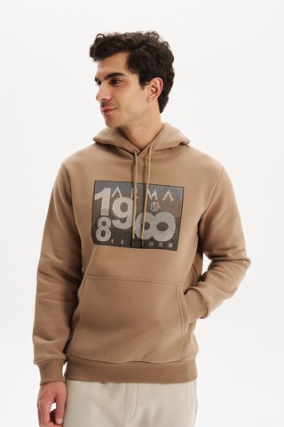 AR-MA Arma Erkek Kapüşonlu Kanguru Cepli 3 İplik Baskılı Şardonlu Regular Fit Sweatshirt K30254628702 Gri