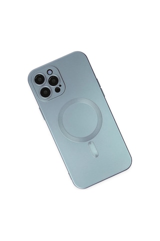 Gld-spt- Newface Apple Uyumlu iPhone 12 Pro Max Kılıf Moshi Lens Magneticsafe Silikon - Sierra Blue