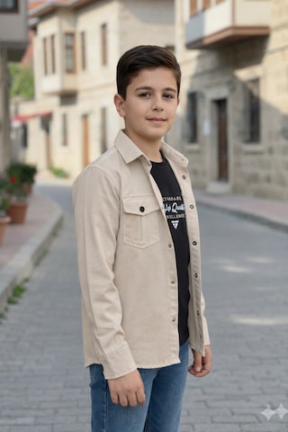 Pina Kids Erkek Çocuk Çıtçıtlı Gömlek Tişört Üst Takım Bej