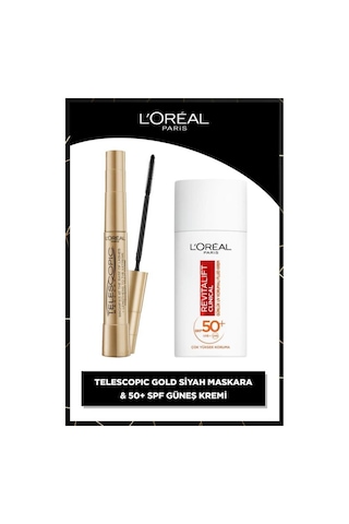 L'Oreal Paris Telescopic Maskara + Revitalift Clinical Leke Karşıtı Güneş Koruyucu Yüz Kremi SPF50+ 50 ML